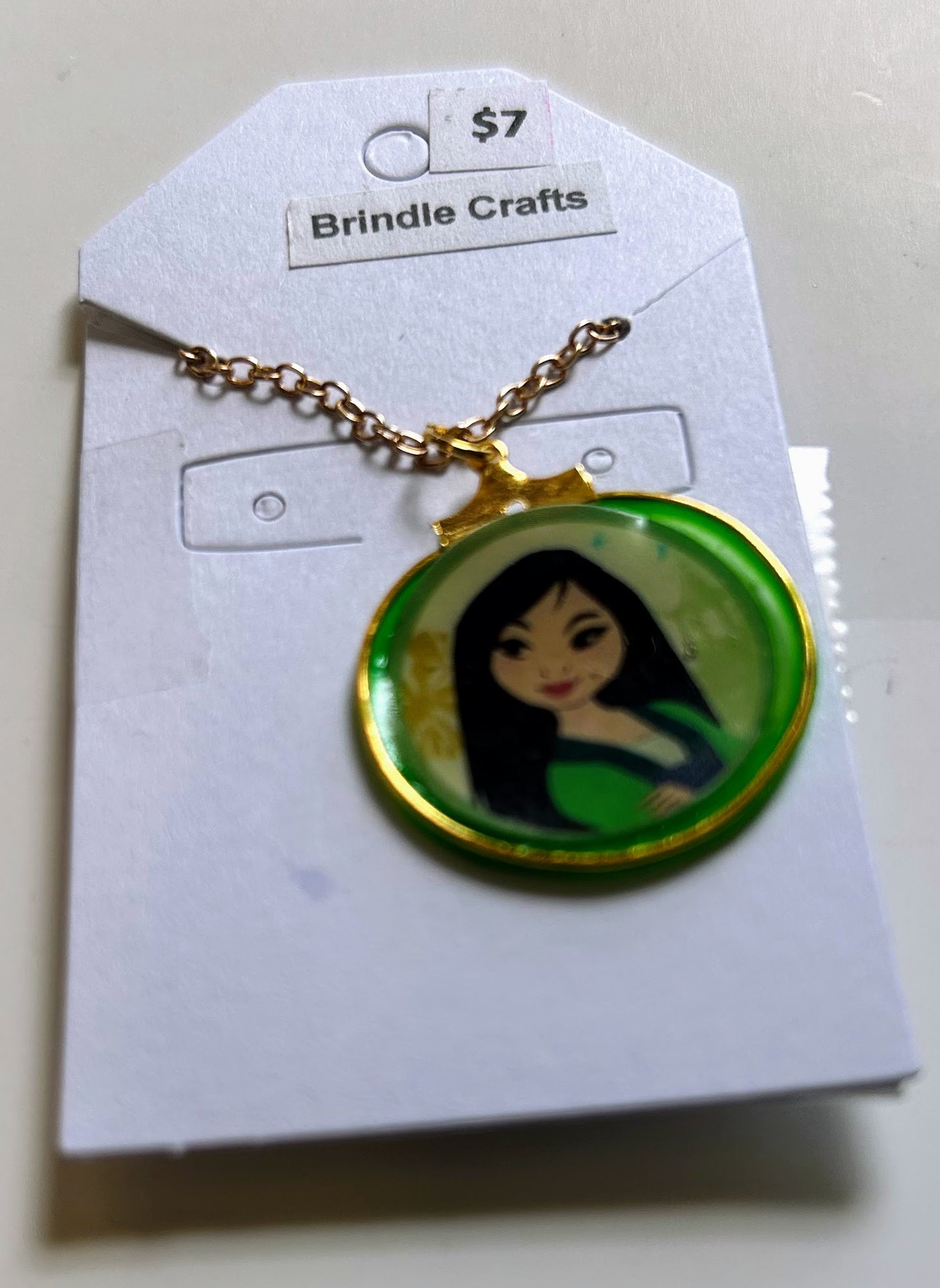 Necklace Disney Princess Mulan on 16" gold colored chain